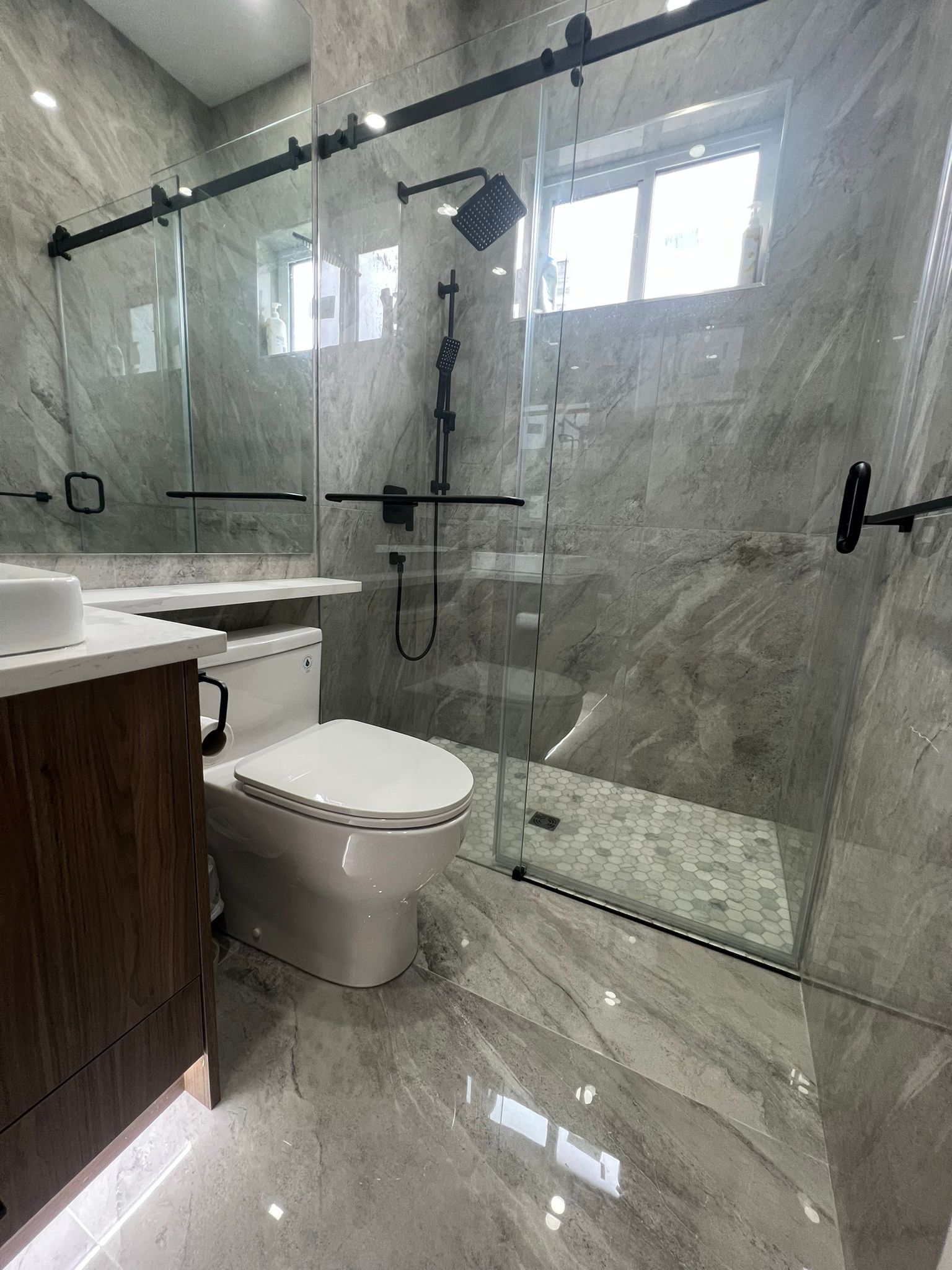 Custom shower with Matt Black showerdoor